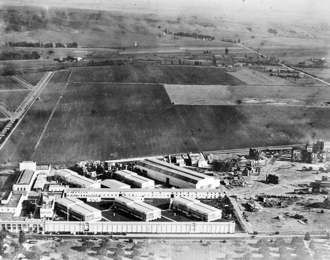 An aerial view of Goldwyn Studios in Culver City, 1918, University of Southern California Libraries and California Historical Society.
