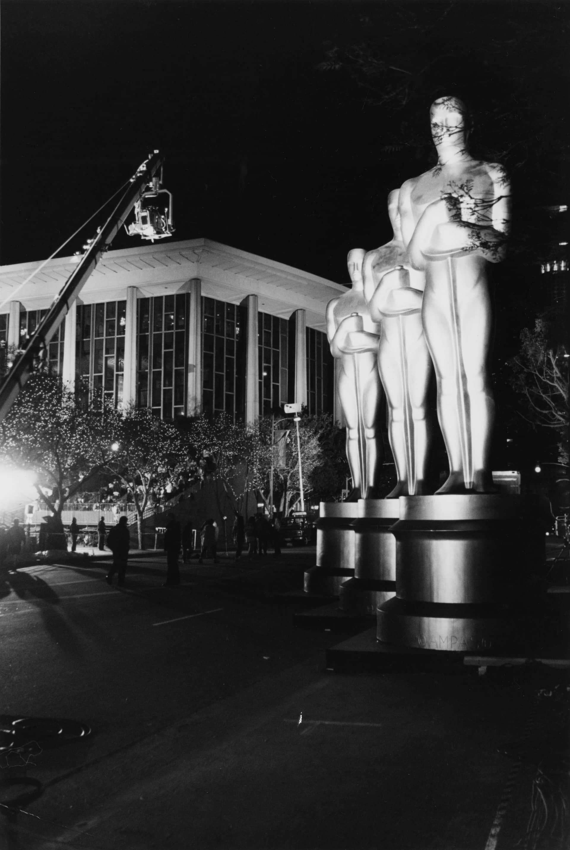 Exterior of the Dorothy Chandler Pavilion during rehearsals for the 66th Academy Awards ceremony
Courtesy of Academy Awards show photographs, Margaret Herrick Library, Academy of Motion Picture Arts and Sciences, photo: Long Photography