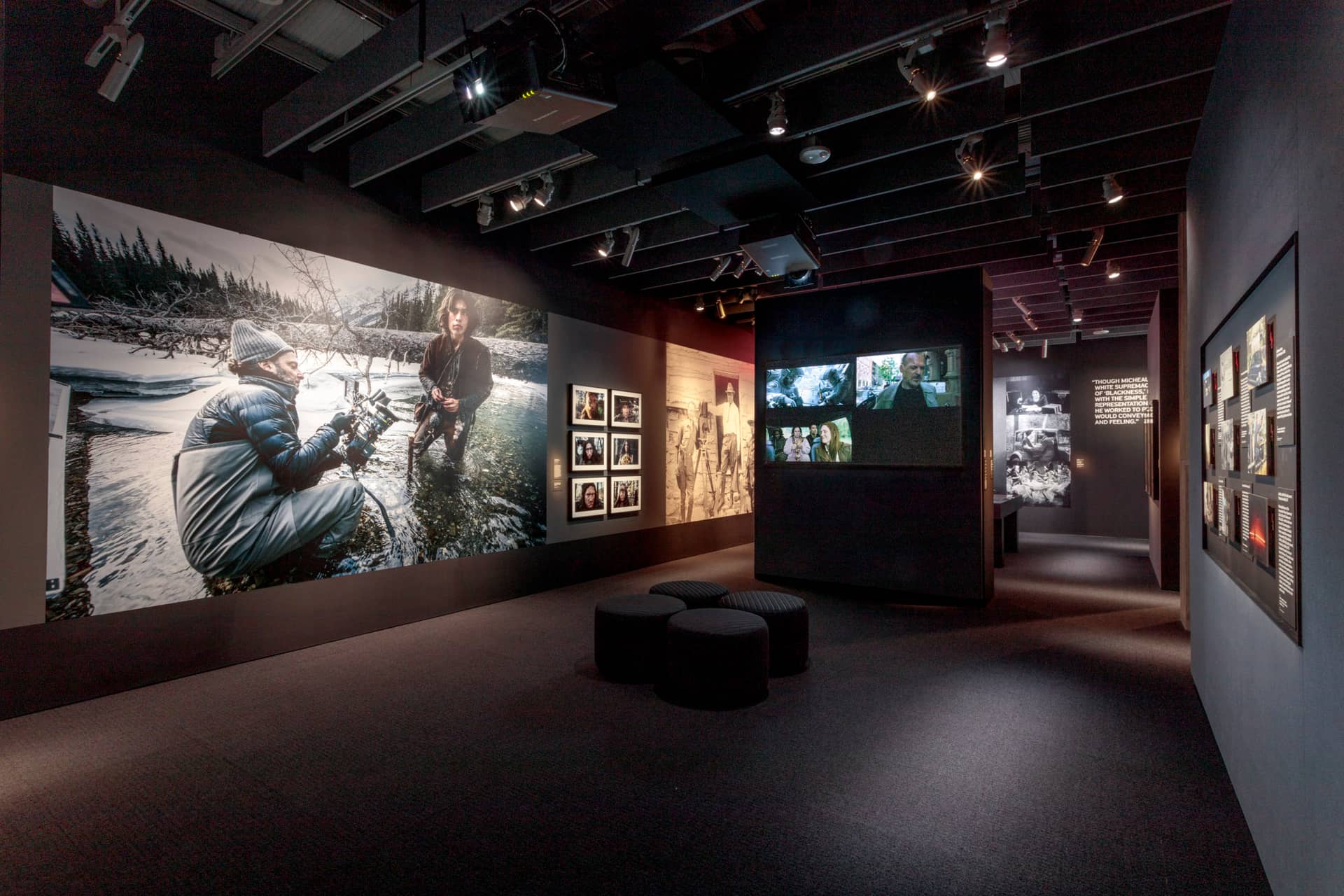 Emmanuel Lubezki (left) with actor Forrest Goodluck during production of The Revenant (USA, 2015).